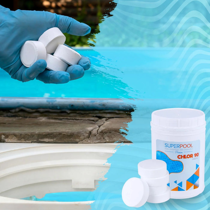 SUPERPOOL™ - 3 INCH 90% CHLORINE TABS - 50 PACK - 110 LBS