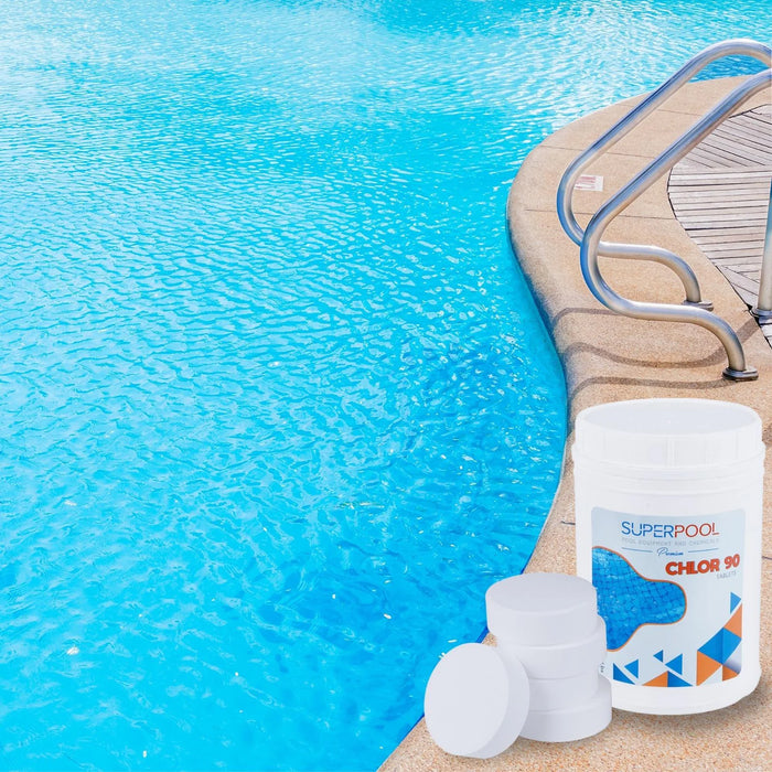 SUPERPOOL™ - 3 INCH 90% CHLORINE TABS - 50 PACK - 110 LBS